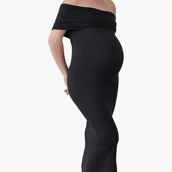 Chic Black Strapless Maternity Dress - Picture 3 of 7